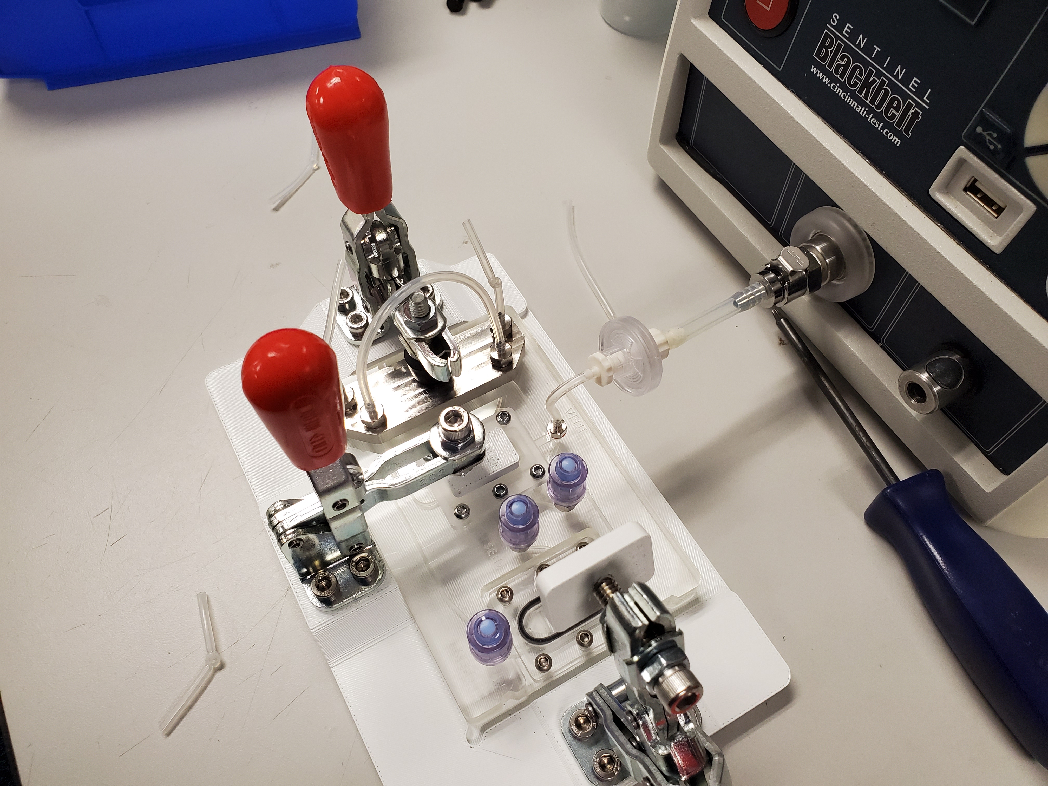 Leak test fixture I built to qualify cartridges
